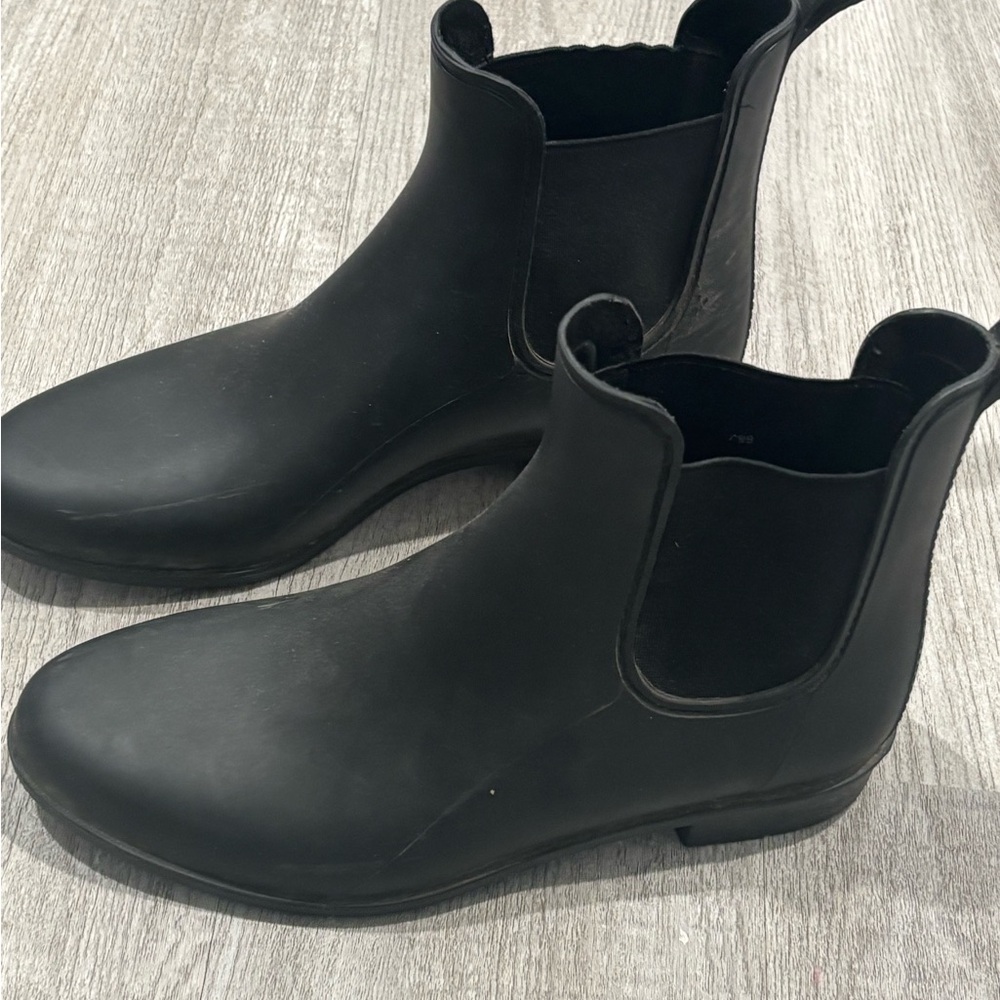 J. Crew Black Chelsea Rain Ankle Boots - Picture 4 of 8